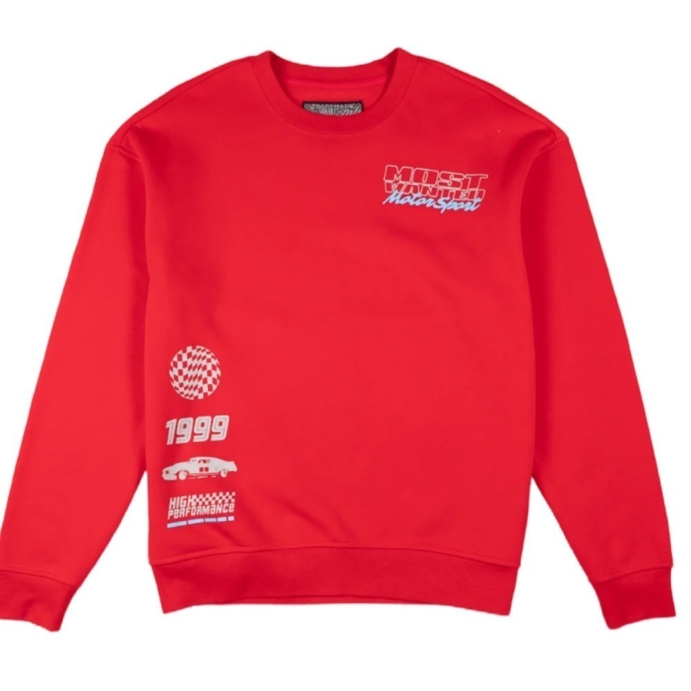 Brooklyn Cloth Most Wanted Motorsport Crew Neck Sweatshirt Red NWT Size L